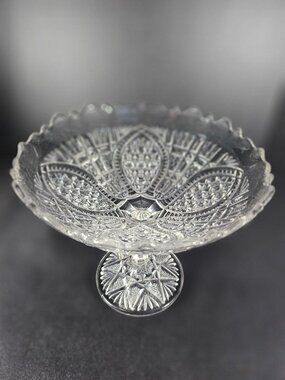 Antique EAPG Clear Compote New Martinsville Glass Company Perkins Pattern